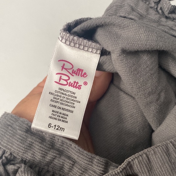 Ruffle Butts Baby Girl Gray Corduroy Pants Overalls Size 6-12 Months - Picture 7 of 7